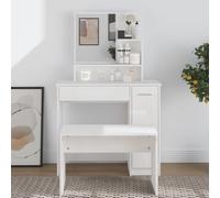 Vidaxl Dressing Table With Mirror High Gloss White 86.5X35X136 Cm