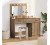 vidaXL Dressing Table with Mirror Lights 2 pcs Brown Engineered wood