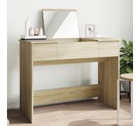 Dressing Table Sonoma Oak 100x45x76cm Engineered Wood & Glass Vanity with Mirror