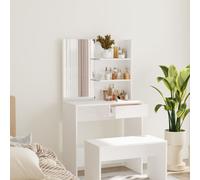 Vidaxl Dressing Table With Mirror White 74.5X40X141 Cm