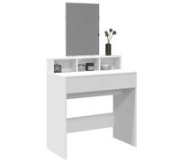 Dressing Table White Engineered Wood with Mirror 80x41x144.5 cm 2-Drawer Vanity