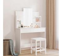 Dressing Table Cosmetic Makeup Vanity Desk with Mirror White vidaXL