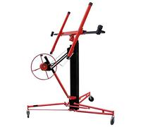 vidaXL Drywall Lift, Drywall Hoist with Lockable Castors, Drywall Jack with Folding Design, Sheetrock Lift for Workshop Garage, Red Steel
