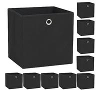 vidaXL Durable Black Storage Boxes in Non-woven Fabric, Convenient Foldable Space Saver, Perfect for Wardrobes - Set of 10