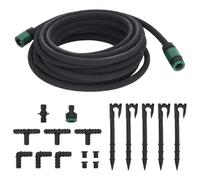 vidaXL Durable Garden Soaker Hose 10m - Rubber Weeping Pipe with Efficient Drip Irrigation System, Includes Fittings, Black