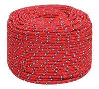 vidaXL - Durable Polypropylene Boat Rope, 8 mm x 50 m, Suitable for Sailing, Boating, and More, Weather-Resistant, Easy-to-Handle, Red Colour