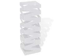 vidaXL Durable White Square Umbrella Stand - Powder-coated Steel Storage Holder for Umbrellas, Walking Sticks, Trekking Poles - 48.5 cm Height with Removable Plastic Drip Tray