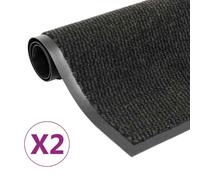 vidaXL 2x Dust Control Mats Rectangular Tufted 120x180cm Black Front Door
