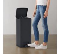 vidaXL Dustbin with Pedal Anti-fingerprint 30L Black Stainless Steel