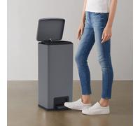 vidaXL Dustbin with Pedal Anti-fingerprint 30L Grey Stainless Steel