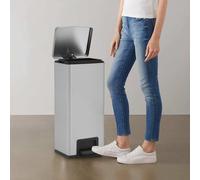 vidaXL Dustbin with Pedal Anti-fingerprint 30L Silver Stainless Steel