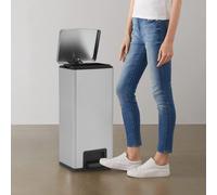 vidaXL Dustbin with Pedal Anti-fingerprint 30L Silver Stainless Steel Basket