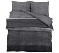 vidaXL Duvet Cover Set Dark Grey and Black 225x220 cm Cotton vidaXL