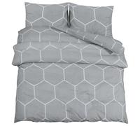 vidaXL Duvet Cover Set, Duvet Bedding Set for Bedroom, Slipcover with Button Closures, Decorative Pillowcase Bedspreads, Grey 155x220 cm Cotton