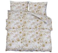 vidaXL Duvet Cover Set White and Brown 155x220 cm Cotton