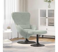 vidaXL Egg Chair with Footstool Light Grey 63 x 73 x 90 cm Velvet