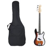 (brown and white) vidaXL Electric Bass Guitar for Beginner with Bag Precision Bass Jazz Bass