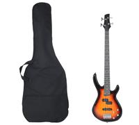 vidaXL Electric Bass Guitar for Beginners with Bag - Full Size 4/4 46 inches - Solid Birch and Poplar Wood in Gradient Brown & Black