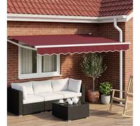 vidaXL Electric Retractable Awning Burgundy and White 3 x 2.5 m