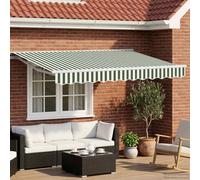 vidaXL Electric Retractable Awning Green and White 3.5 x 2.5 m