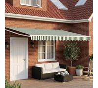 vidaXL Electric Retractable Awning Green and White 4 x 3 m
