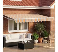 vidaXL Electric Retractable Awning Grey, Orange and White 3 x 2.5 m