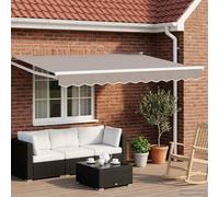 vidaXL Electric Retractable Awning Light Grey and White 3 x 2.5 m