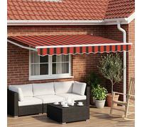 vidaXL Electric Retractable Awning Orange, Brown and White 3.5 x 2.5 m