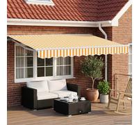 vidaXL Electric Retractable Awning Yellow and White 3.5 x 2.5 m