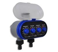 vidaXL Electronic Garden Automatic Water Timer Irrigation-Double Outlet, Battery Powered, Customizable Settings, Water and Time Saving, Durable ABS Material