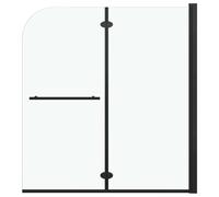 vidaXL - Elegant 2 Panels Black Folding Shower Enclosure, Easy Installation, Adjustable Width ESG 140 cm Aluminum Alloy and Stainless Steel