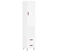 vidaXL Elegant White Highboard with Metal Feet - Modern Engineered Wood Storage Cabinet for Living Room and Office - 34.5x34x180cm