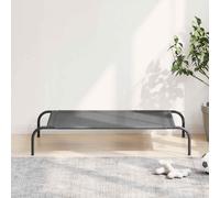 vidaXL Raised Dog Bed Grey 110 x 65 x 20 cm Textilene and Steel, Raised Dog Bed, Outdoor Dog Bed, Cooling Dog Bed