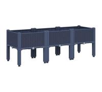 vidaXL Elevated Garden Planter with Legs - Durable Polypropylene Outdoor Box, Rattan Style, Grey, 120x40x42 cm for Patio/Terrace