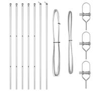 vidaXL Fence Post 7 pcs Silver Steel, Garden and Terrace Decor, Cylindrical Post, Durable Boundary Support for Outdoor Fencing, Landscape Fixture, Home Barrier