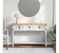 vidaXL End Table Corona White 114 x 34.5 x 73 cm Solid Pine Wood