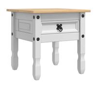 vidaXL Corona Single Drawer White Solid Pine Wood End Table - Size: 50 x 50 x 50cm - Wilko