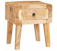 vidaXL End Table with Drawer Brown 40 x 32 x 46 cm Solid Mango Wood, Living Room End Table, Modern Storage Side, Compact Bedroom Furniture, Rustic Accent, Utility for Home