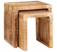 vidaXL End Tables Brown Solid mango wood, Rustic End Table, Space-Saving Design, Stackable Living Room Furniture, Small Side, Functional Decor, Home Accent