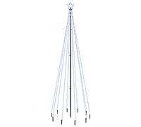 vidaXL Energy-Efficient LED Christmas Tree with Spike and 8 Lighting Effects, 300 cm, Cold White, Compact Design with a Steel Post and 25cm Star Light