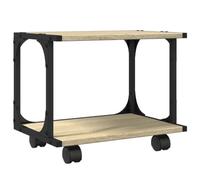vidaXL Engineered Wood 2-Tier Printer Stand/Office Storage Cart with Lockable Wheels, Sonoma Oak Finish, 41x28x33.5 cm