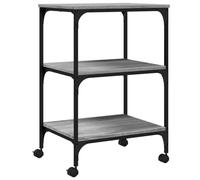 vidaXL Engineered Wood 3-Tier Printer Stand/Cart - Grey Sonoma, with Storage Shelves and Wheels for Office Organization, 50x41x75 cm