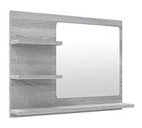 vidaXL Engineered Wood Bathroom Mirror - Wall-Mounted Grey Sonoma Mirror with Shelves for Storage