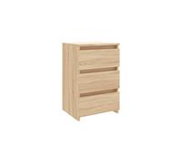 vidaXL Engineered Wood Bed Cabinet with Three Drawers, Sonoma Oak Finish, Suitable for Bedroom Decor
