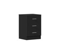 vidaXL Engineered Wood Bedside Cabinet - Modern Nightstand with 3 Sliding Drawers - Durable and Easy to Clean - Black