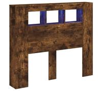 vidaXL Engineered Wood Headboard with RGB LED Lights, Smoked Oak - Contemporary Bed Header with Top Storage Space