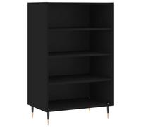 vidaXL Engineered Wood Highboard - Classy Black, Modern Style Storage Sideboard with Metal Feet, Perfect for Bedroom and Living Room - Ample Shelving for Organization