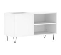 vidaXL Engineered Wood Record Cabinet - Modern White Music Collection Storage Unit with Iron Feet for Living Room