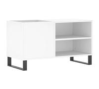 vidaXL Engineered Wood Record Cabinet Storage Sideboard - White - Ideal for LP Record Storage with Durable Design and Industrial Accents