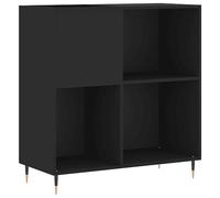 vidaXL Engineered Wood Record Cabinet - Sturdy and Spacious Vinyl Record Storage in Black with Industrial Style Iron Feet - Decor and Storage for Living Room
